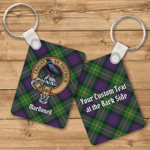 Clan MacDonell of Glengarry Crest over Tartan Key Ring