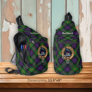 Clan MacDonell of Glengarry Crest over Tartan Sling Bag