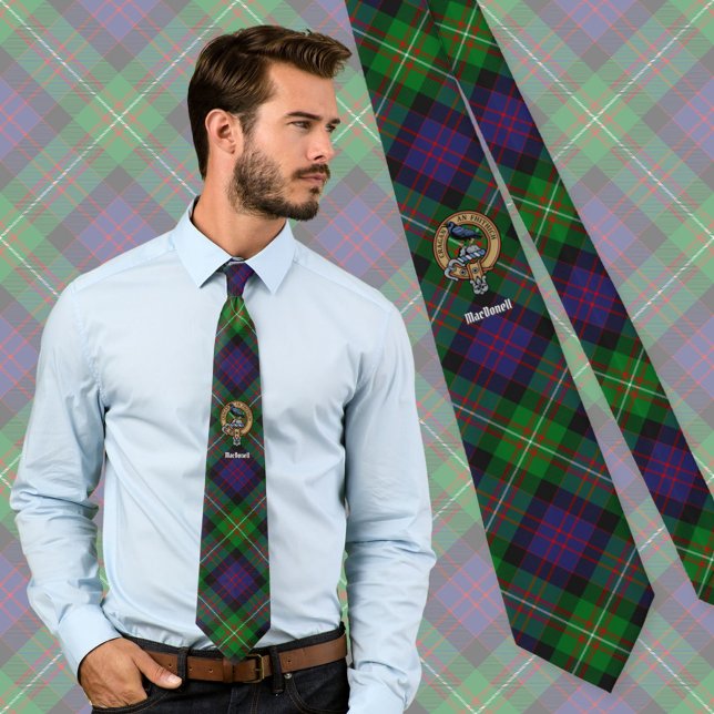 Clan MacDonell of Glengarry Crest over Tartan Tie (Creator Uploaded)