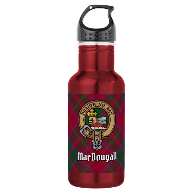 Clan MacDougall Crest over Tartan 532 Ml Water Bottle (Front)