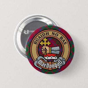 Clan MacDougall Crest over Tartan 6 Cm Round Badge