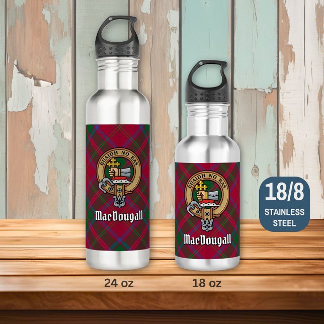 Clan MacDougall Crest over Tartan 710 Ml Water Bottle (Creator Uploaded)