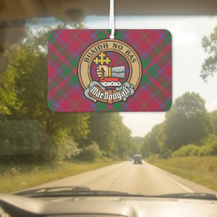 Clan MacDougall Crest over Tartan Car Air Freshener