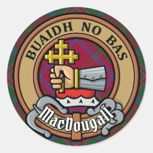 Clan MacDougall Crest over Tartan Classic Round Sticker