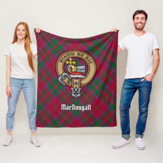 Clan MacDougall Crest over Tartan Fleece Blanket