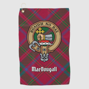 Clan MacDougall Crest over Tartan Golf Towel
