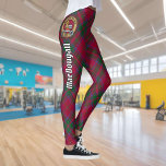 Clan MacDougall Crest over Tartan Leggings<br><div class="desc">Clan MacDougall crest badge surrounded by a strap and buckle over tartan background. Custom text.</div>