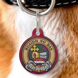 Clan MacDougall Crest over Tartan Pet Tag