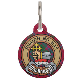 Clan MacDougall Crest over Tartan Pet Tag