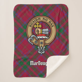 Clan MacDougall Crest over Tartan Sherpa Blanket