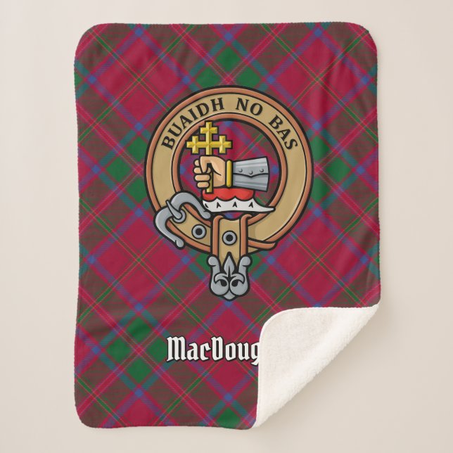 Clan MacDougall Crest over Tartan Sherpa Blanket (Front)