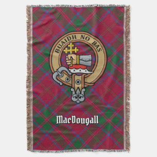Clan MacDougall Crest over Tartan Throw Blanket