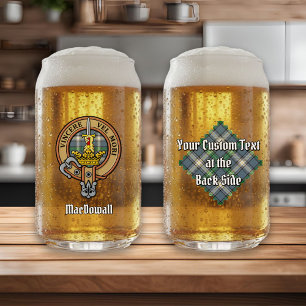 Clan MacDowall Crest over Tartan Can Glass