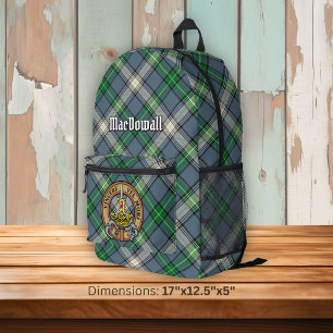 Clan MacDowall Crest over Tartan Printed Backpack