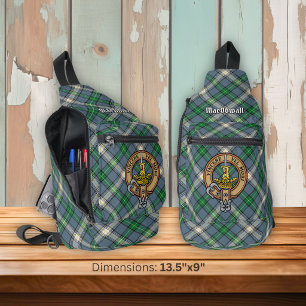 Clan MacDowall Crest over Tartan Sling Bag