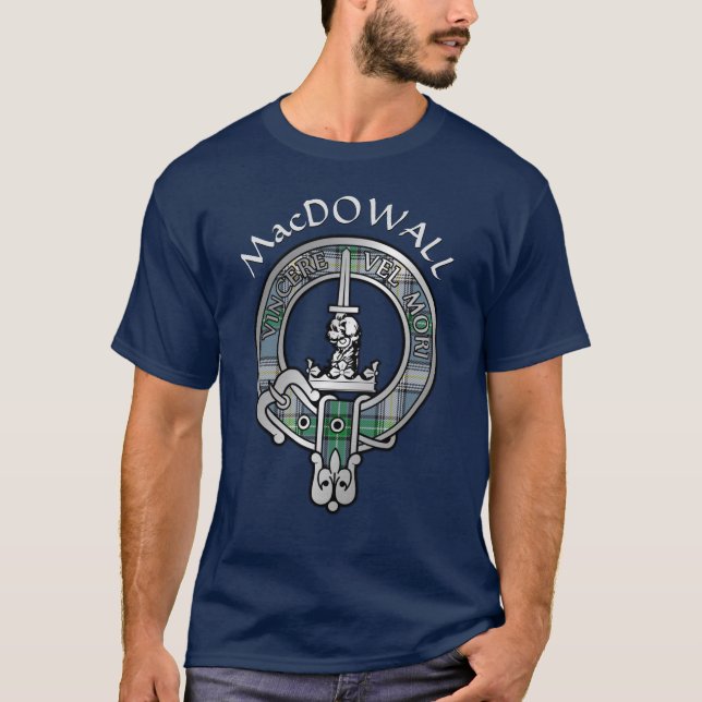 Clan MacDowall Crest & Tartan T-Shirt (Front)