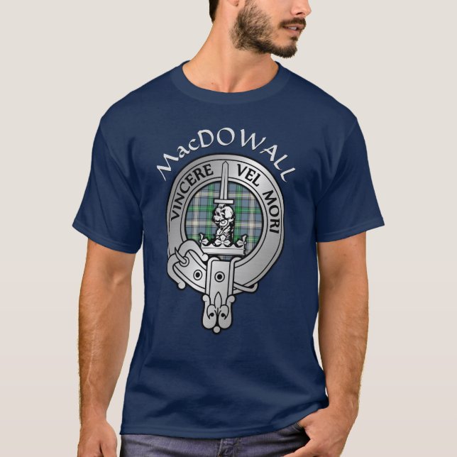 Clan MacDowall Crest & Tartan T-Shirt (Front)