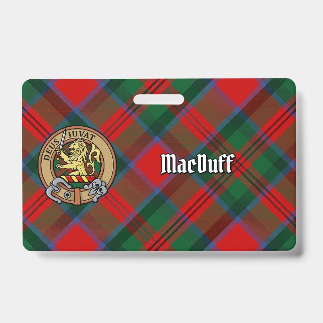 Clan MacDuff Crest over Tartan ID Badge (Front)