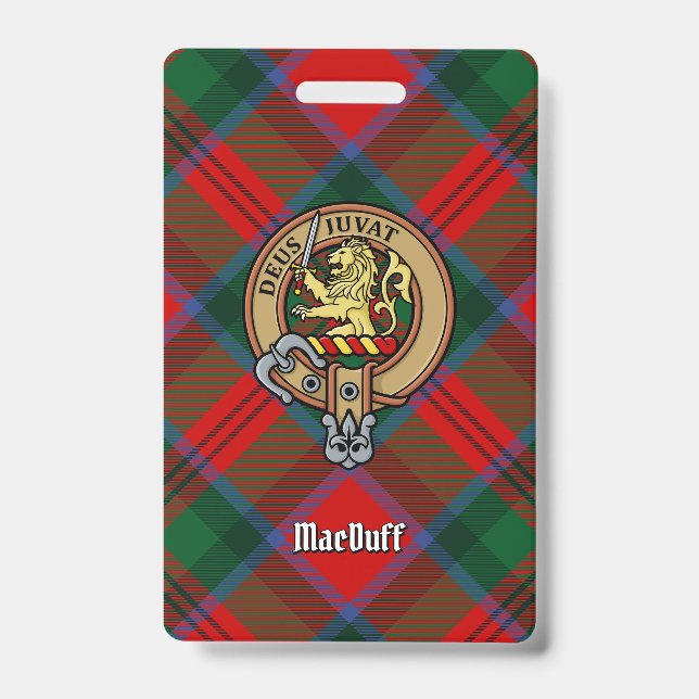 Clan MacDuff Crest over Tartan ID Badge (Front)