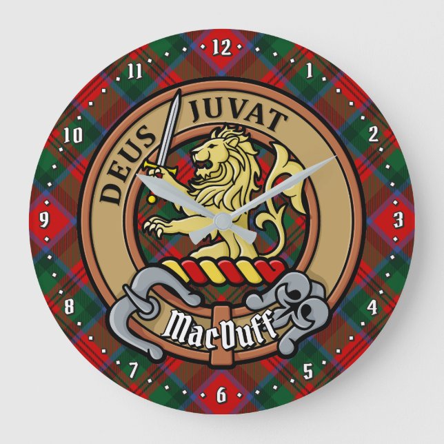 Clan MacDuff Crest over Tartan Large Clock (Front)