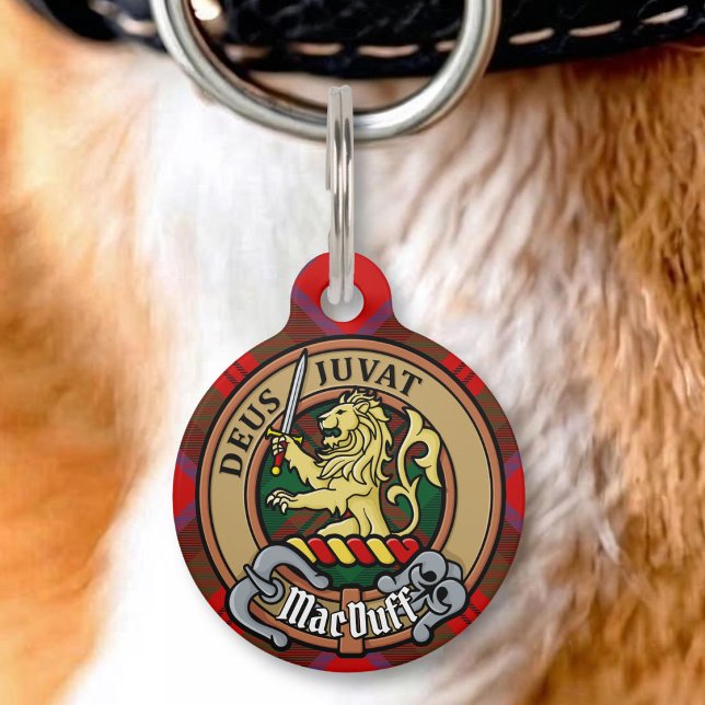 Clan MacDuff Crest over Tartan Pet Tag (Creator Uploaded)