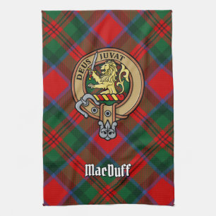 Clan MacDuff Crest over Tartan Tea Towel