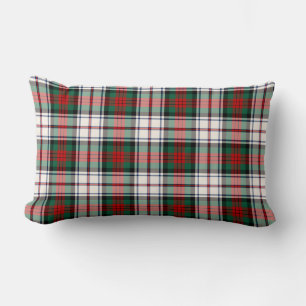 Clan MacDuff Dress Tartan Green and Red Plaid Lumbar Cushion
