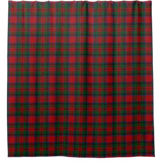 Clan MacDuff Green Black Red Tartan Shower Curtain (Front)