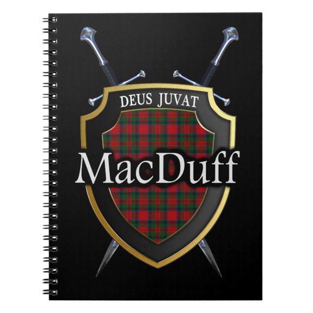 Clan MacDuff Tartan Shield & Swords Notebook (Front)