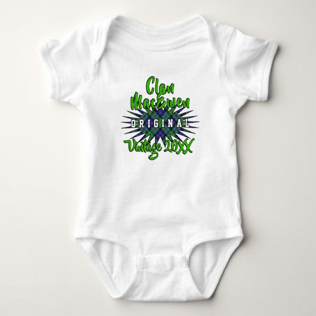 Clan MacEwen Tartan Burst Vintage Birthyear Baby Bodysuit (Front)