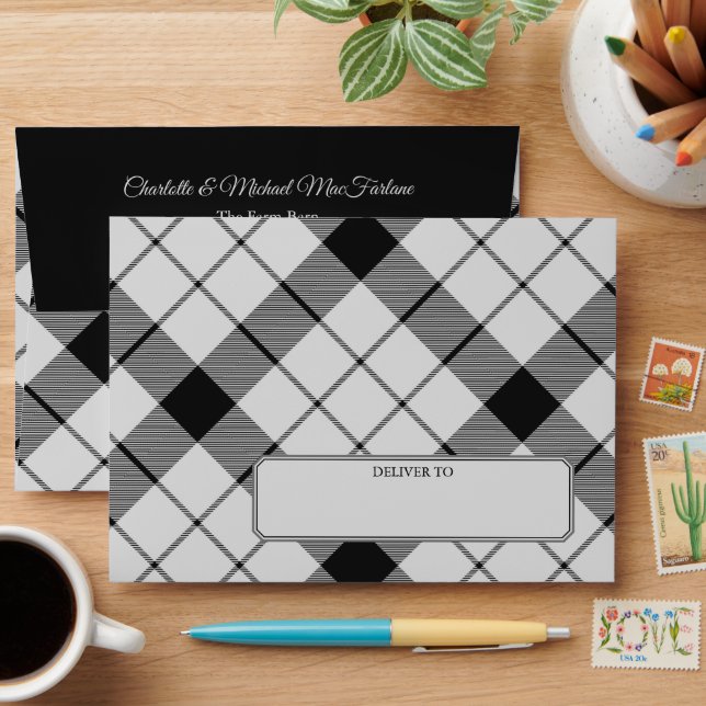 Clan MacFarlane Black and White Tartan Envelope (Desk)