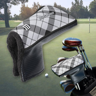 Clan MacFarlane Black and White Tartan Golf Head Cover