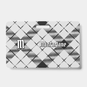 Clan MacFarlane Black and White Tartan ID Badge