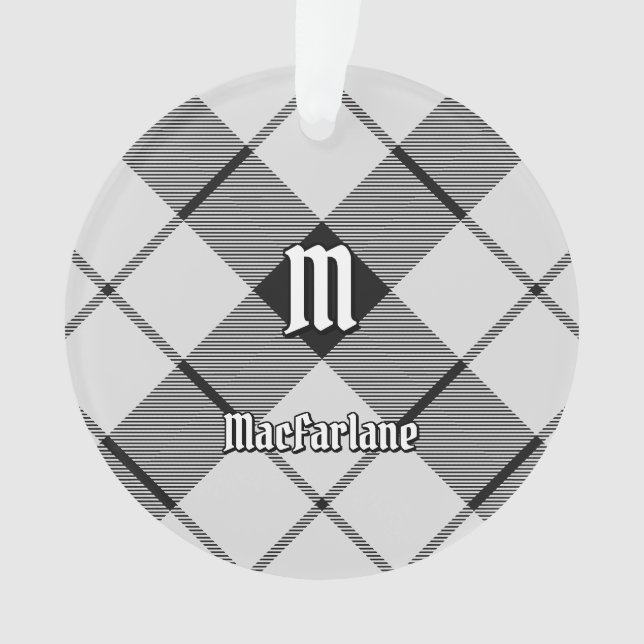 Clan MacFarlane Black and White Tartan Ornament (Front)