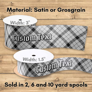 Clan MacFarlane Black and White Tartan Satin Ribbon