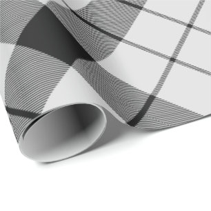 Clan MacFarlane Black and White Tartan Wrapping Paper
