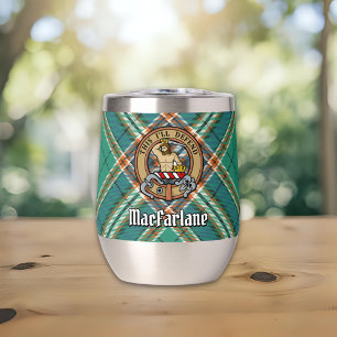 Clan MacFarlane Crest over Ancient Hunting Tartan