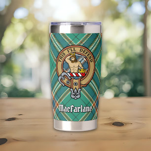 Clan MacFarlane Crest over Ancient Hunting Tartan Insulated Tumbler