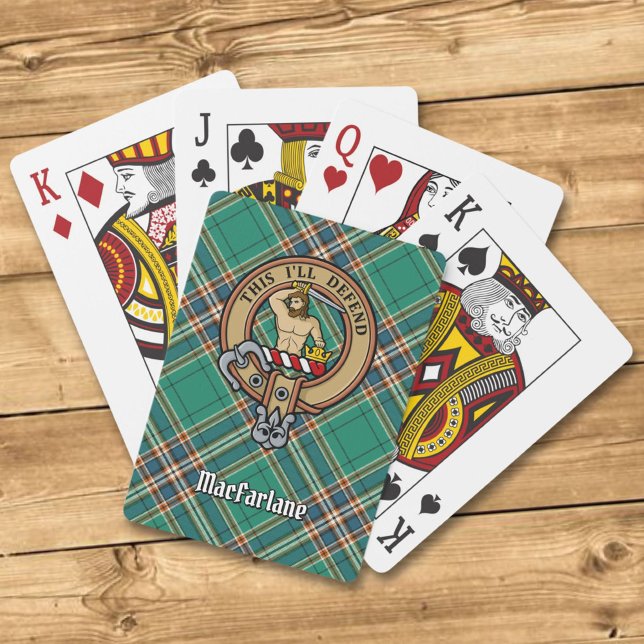 Clan MacFarlane Crest over Ancient Hunting Tartan Playing Cards (Creator Uploaded)