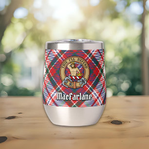 Clan MacFarlane Crest over Dress Tartan