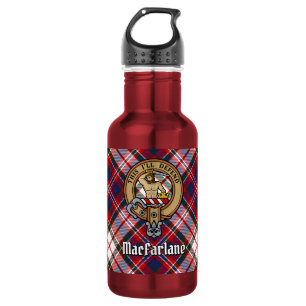 Clan MacFarlane Crest over Dress Tartan 532 Ml Water Bottle