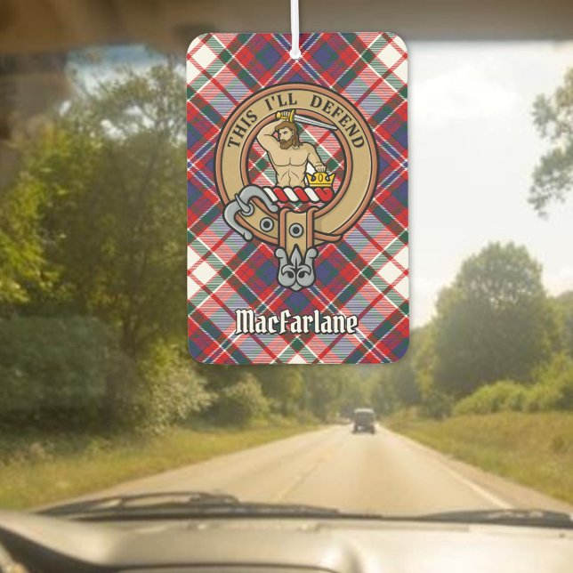 Clan MacFarlane Crest over Dress Tartan Car Air Freshener (Creator Uploaded)