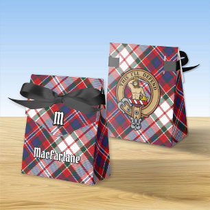 Clan MacFarlane Crest over Dress Tartan Favour Box
