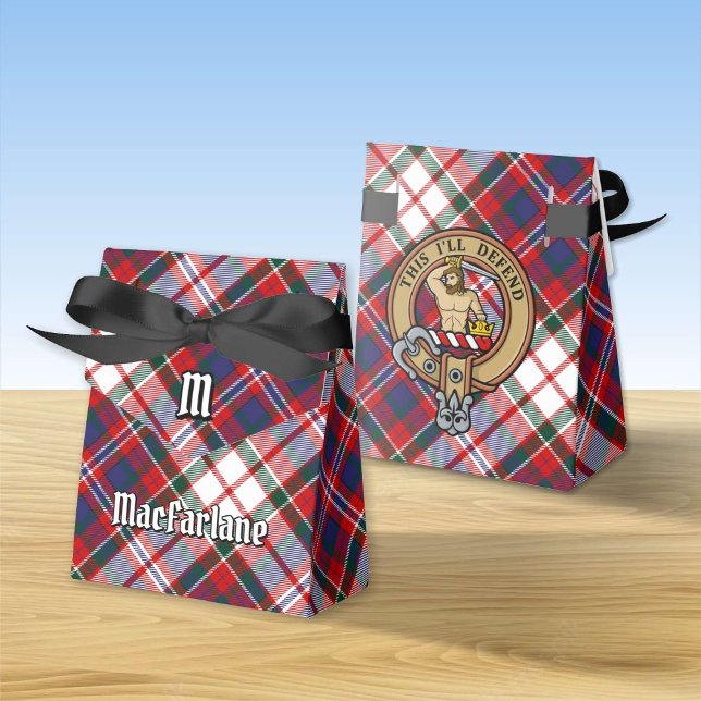Clan MacFarlane Crest over Dress Tartan Favour Box (Creator Uploaded)