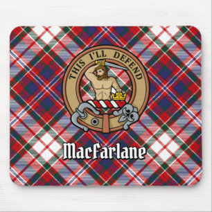 Clan MacFarlane Crest over Dress Tartan Mouse Pad