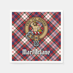 Clan MacFarlane Crest over Dress Tartan Napkin