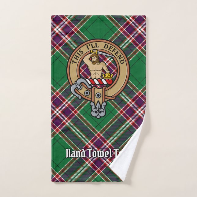 Clan MacFarlane Crest over Modern Hunting Tartan Bath Towel Set (Hand Towel)