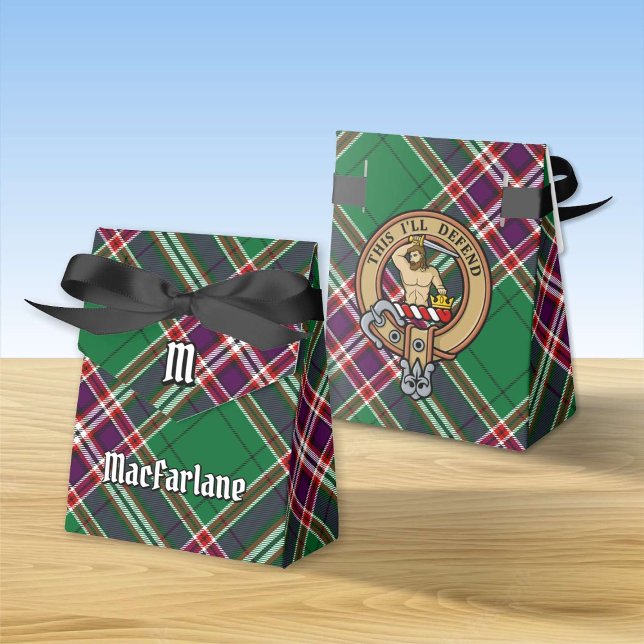 Clan MacFarlane Crest over Modern Hunting Tartan Favour Box (Creator Uploaded)