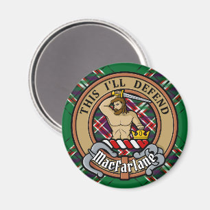 Clan MacFarlane Crest over Modern Hunting Tartan Magnet