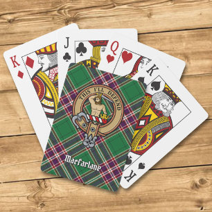 Clan MacFarlane Crest over Modern Hunting Tartan Playing Cards